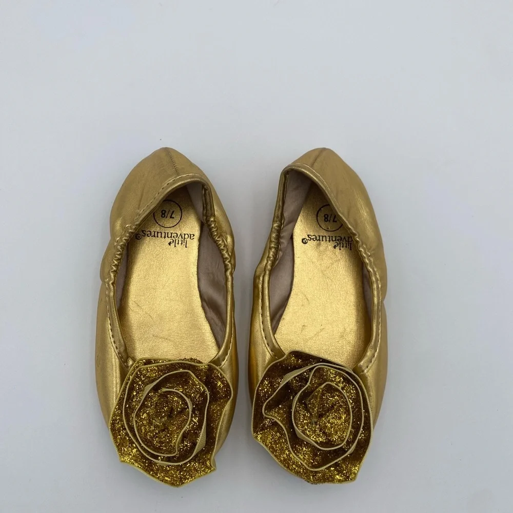 Gold Little Adventures Flower Dress Up flats